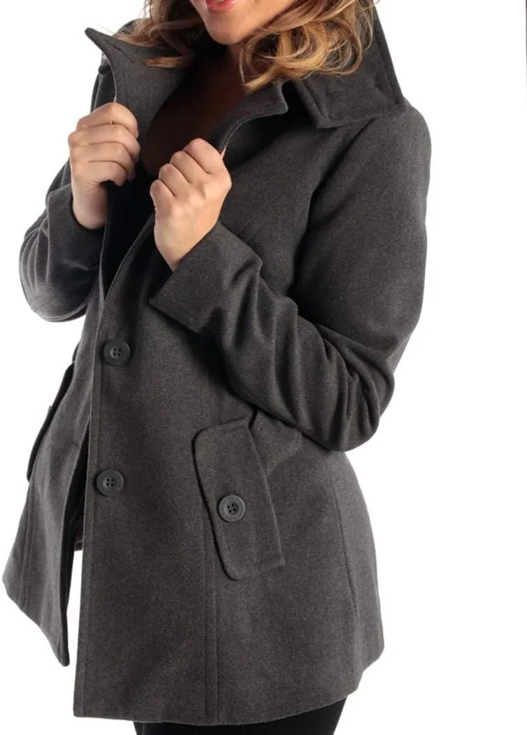 Alpine Swiss Bella Womens Wool Coat Button Up Jacket Belted Blazer