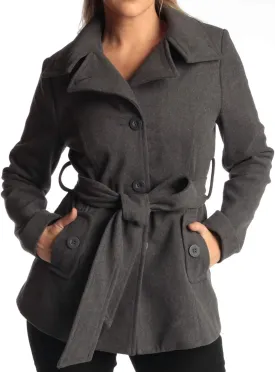 Alpine Swiss Bella Womens Wool Coat Button Up Jacket Belted Blazer