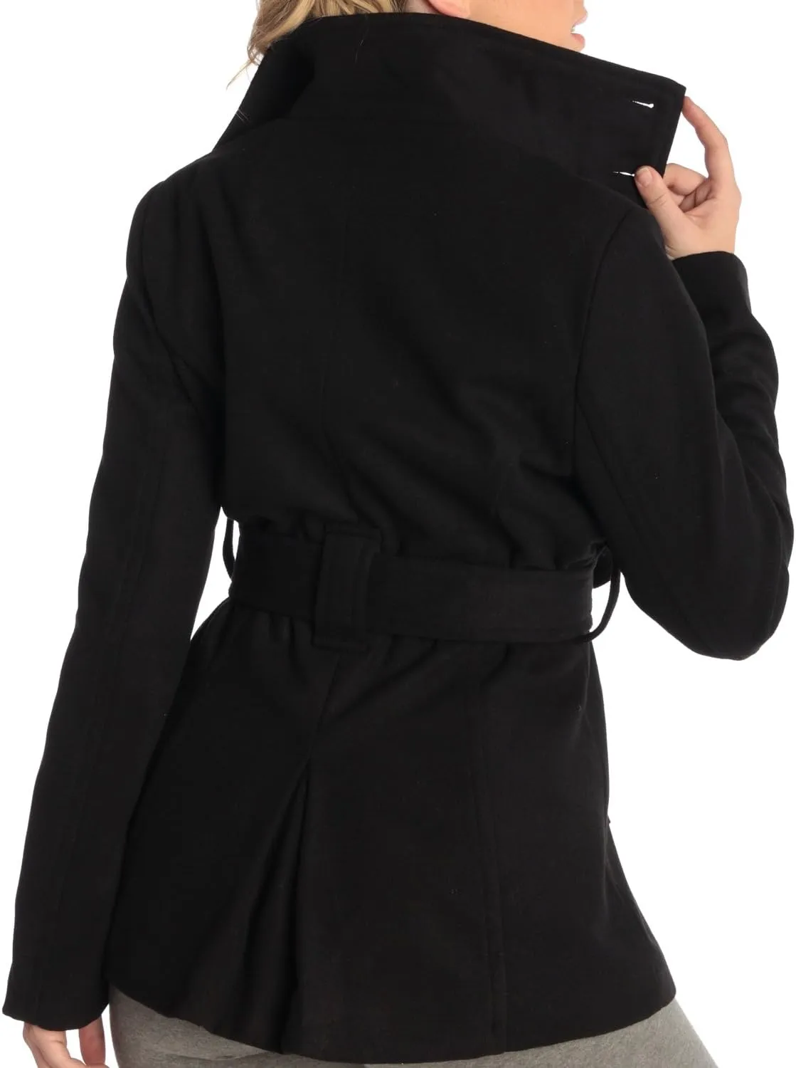 Alpine Swiss Bella Womens Wool Coat Button Up Jacket Belted Blazer