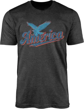 America Eagle Graphic T-Shirt  Patriotic Vintage Script Tee  Unisex 4th of July Shirt  Freedom Eagle Print