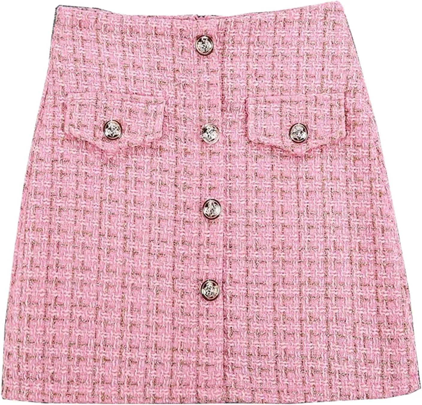 Belted Tweed Pencil Skirt for Women, Autumn Winter Office Ready