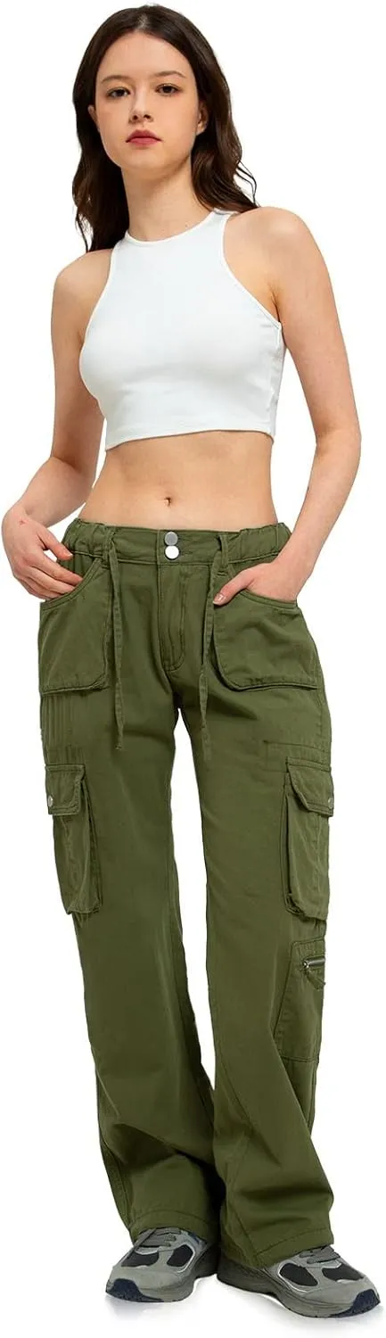 Cargo Pants Women Baggy Hiking Casual Cotton Military Tactical Army Combat Work Pants with 7 Pockets
