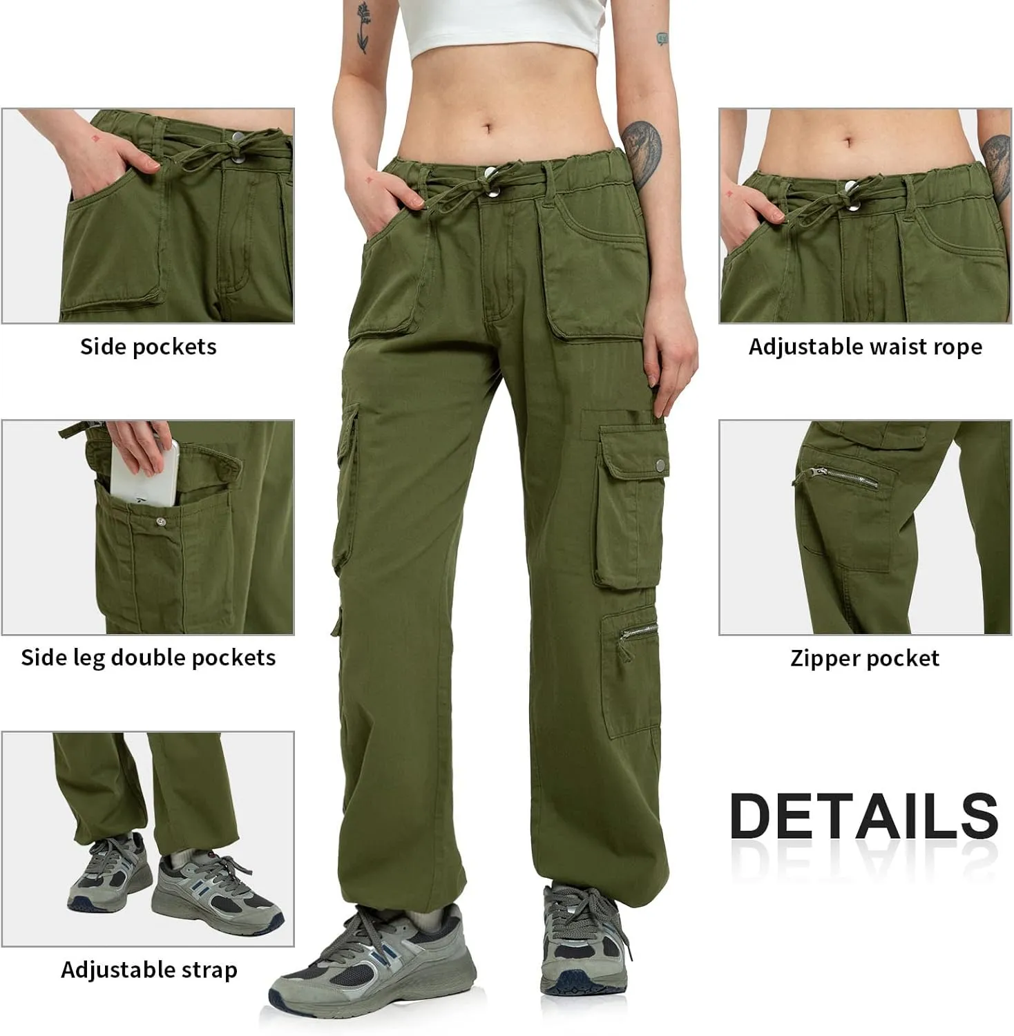 Cargo Pants Women Baggy Hiking Casual Cotton Military Tactical Army Combat Work Pants with 7 Pockets