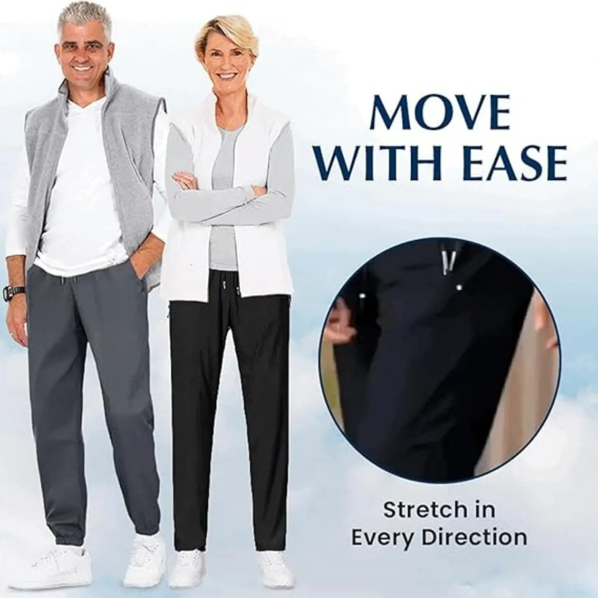 Comfysfit.Com Unisex Ultra Stretch Active Quick Drying Pants for Women Over 50, Multiple Sizes, Black, S-5XL