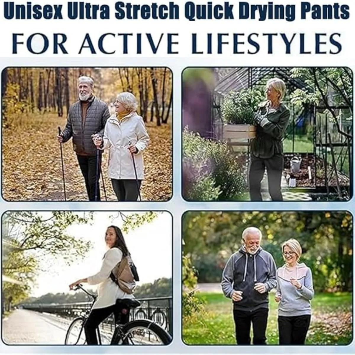 Comfysfit.Com Unisex Ultra Stretch Active Quick Drying Pants for Women Over 50, Multiple Sizes, Black, S-5XL