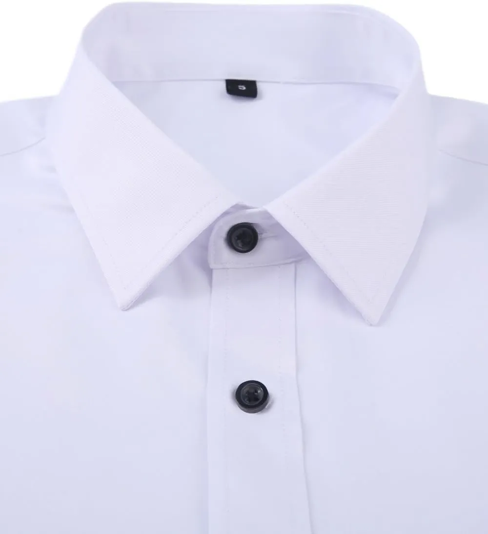 corfty Men Long Sleeve Dress Shirt - Regular Fit Stretch Free-Wrinkle Button Down Shirt