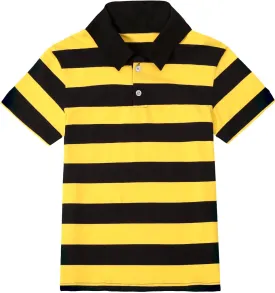COSLAND Boys' Striped Polo Shirt, Cotton Short Sleeve Shirt, X-Small-Large