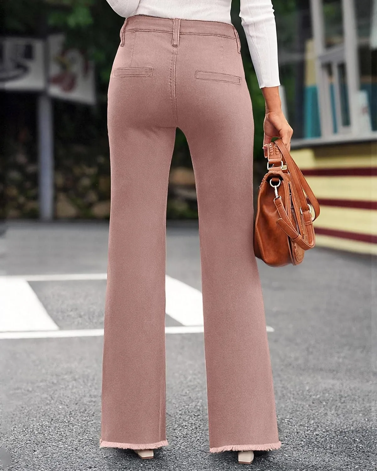 Denim Women Cropped Trousers Jeans Pants Leg Jeans High Rise Pants Stretchy with Pockets