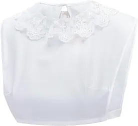 Detachable Peter Pan Fake Collar Half Shirt Blouse Dickey Pleated Lace False Collar White