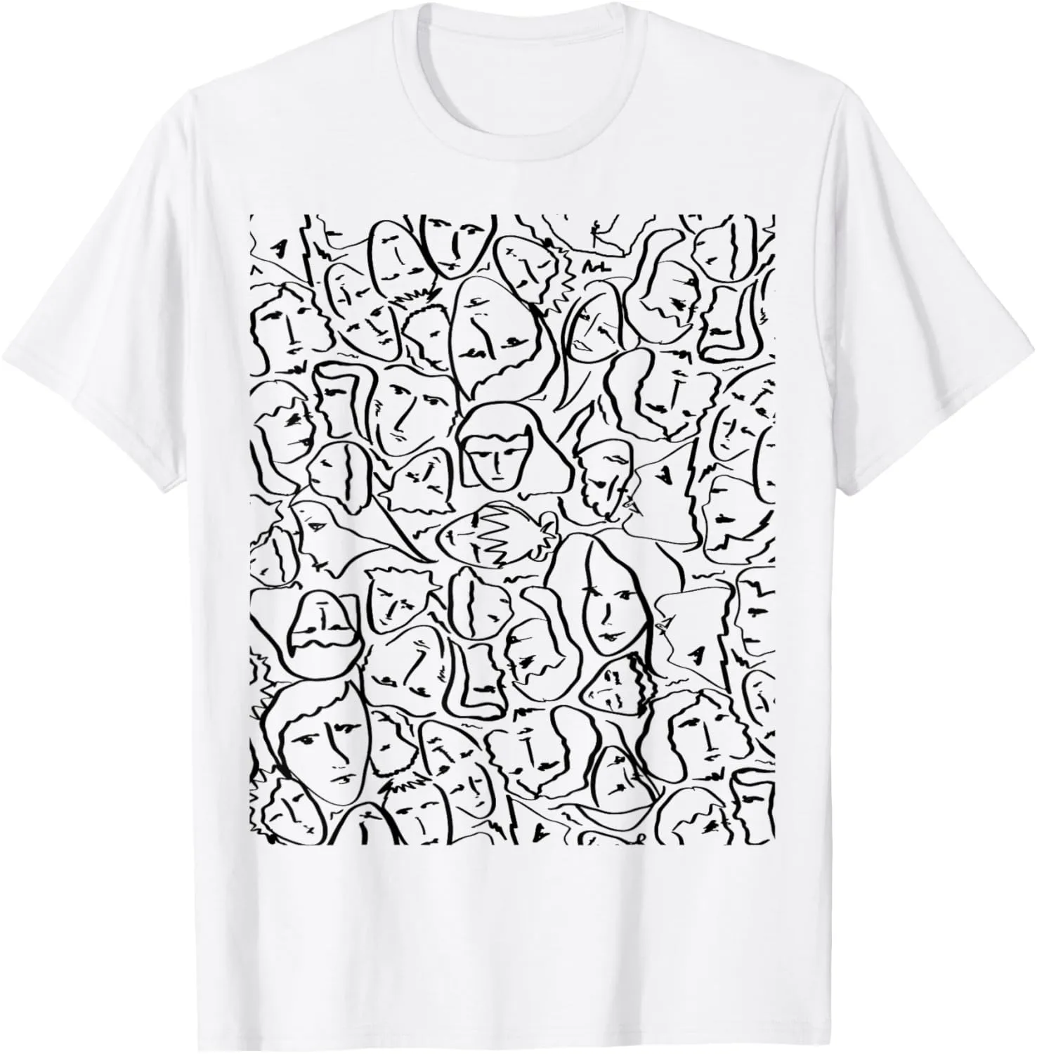 Elios Shirt Faces in Black Ink Hand Drawn Art T-Shirt
