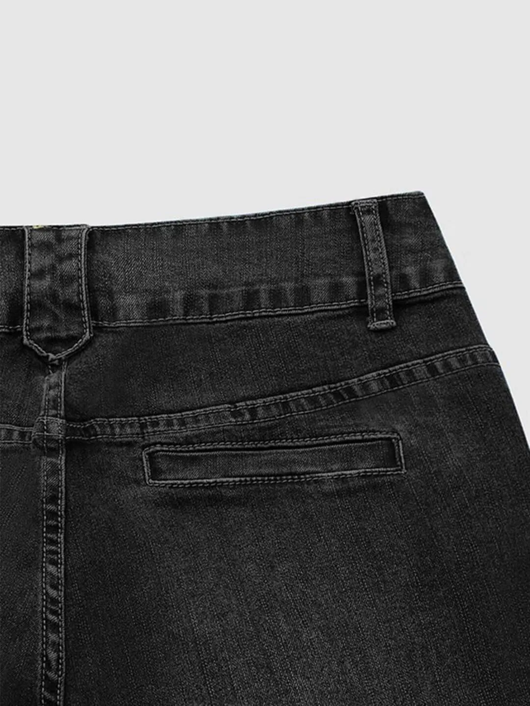 Flamingals Straight Leg Boyfriend Jeans for Women Button Hem Mid Waisted Bootcut Jeans