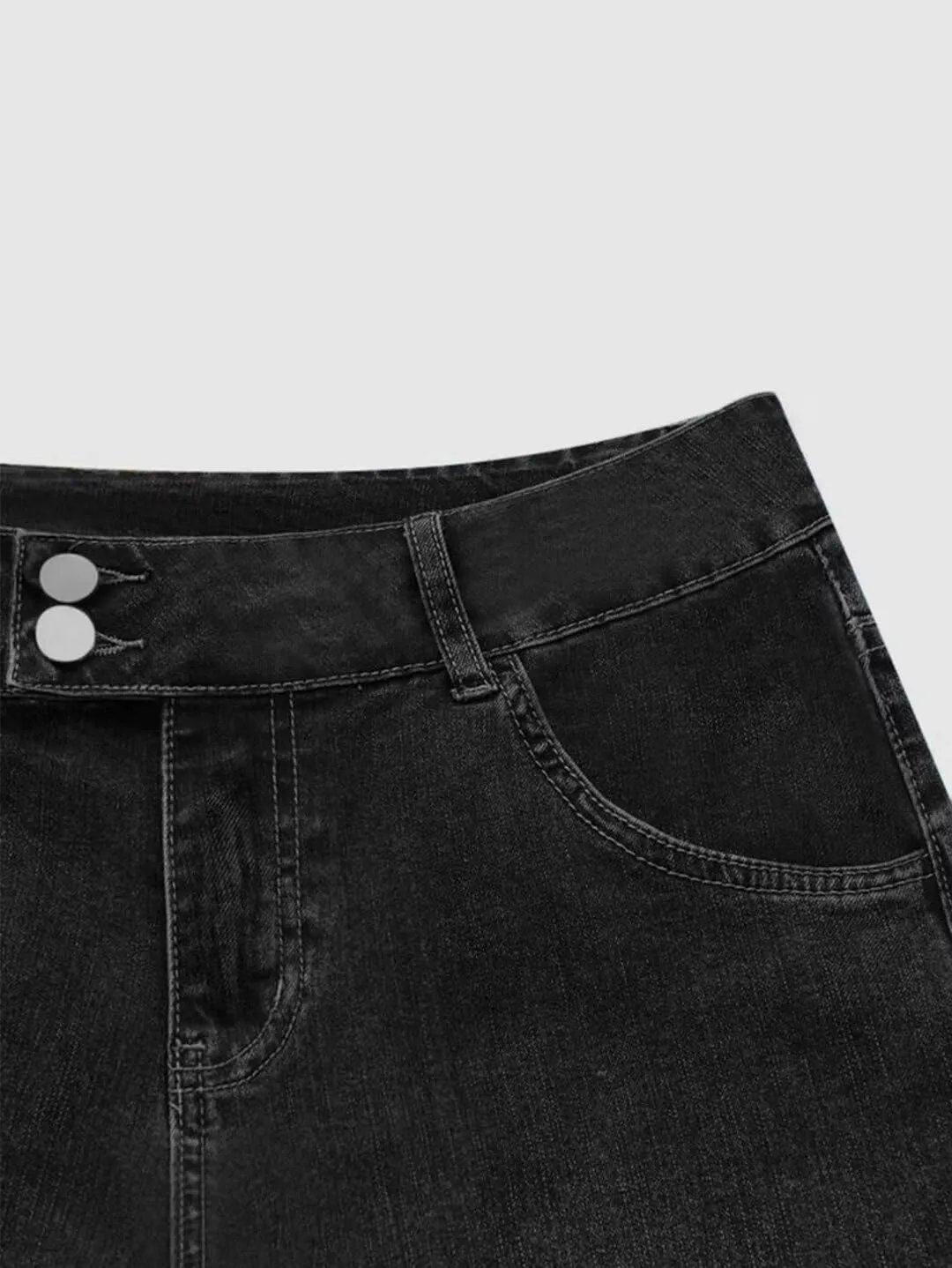 Flamingals Straight Leg Boyfriend Jeans for Women Button Hem Mid Waisted Bootcut Jeans
