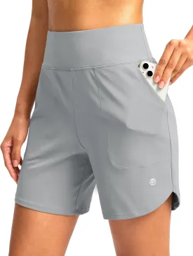 G Gradual Women's Athletic Shorts 6" High Waisted Stretchy Bermuda Shorts for Women Quick Dry Summer Casual Shorts