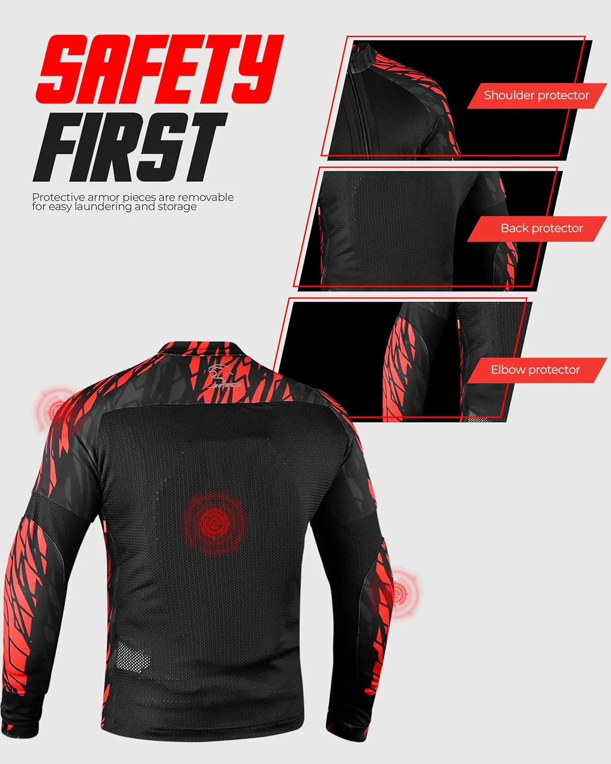 J.A.G. Motorcycle Mesh Shirt for Men with CE Certified Protective Padded Armors | All Season Motorcycle Riding Shirt
