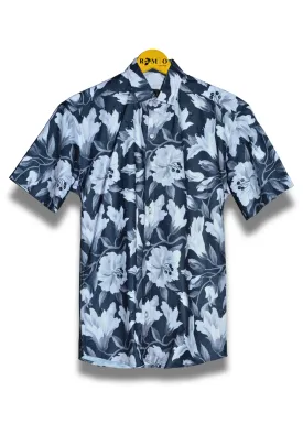 Men's White Cotton Blend Regular Fit Printed Half Sleeves Casual Shirt (f19)