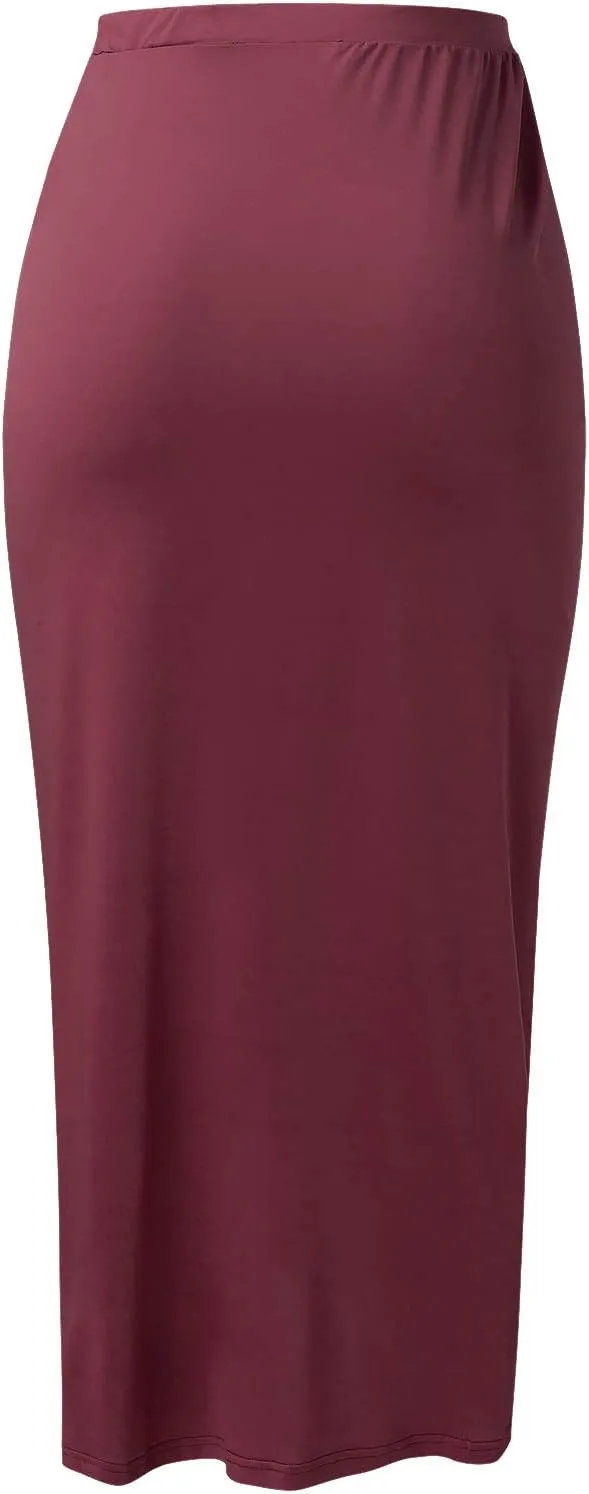 niuwa Women's Slit Wrap Skirt Summer High Waist Draped Skirts Solid Color Ruched Asymmetrical Hem Midi Skirt