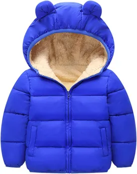 Padded Snowsuit Kids Bear Ears Jacket Boys Girls Infant Winter Clothes Parka for 6M-4T Toddler Coat Outerwear (Blue, 2-3 Years)