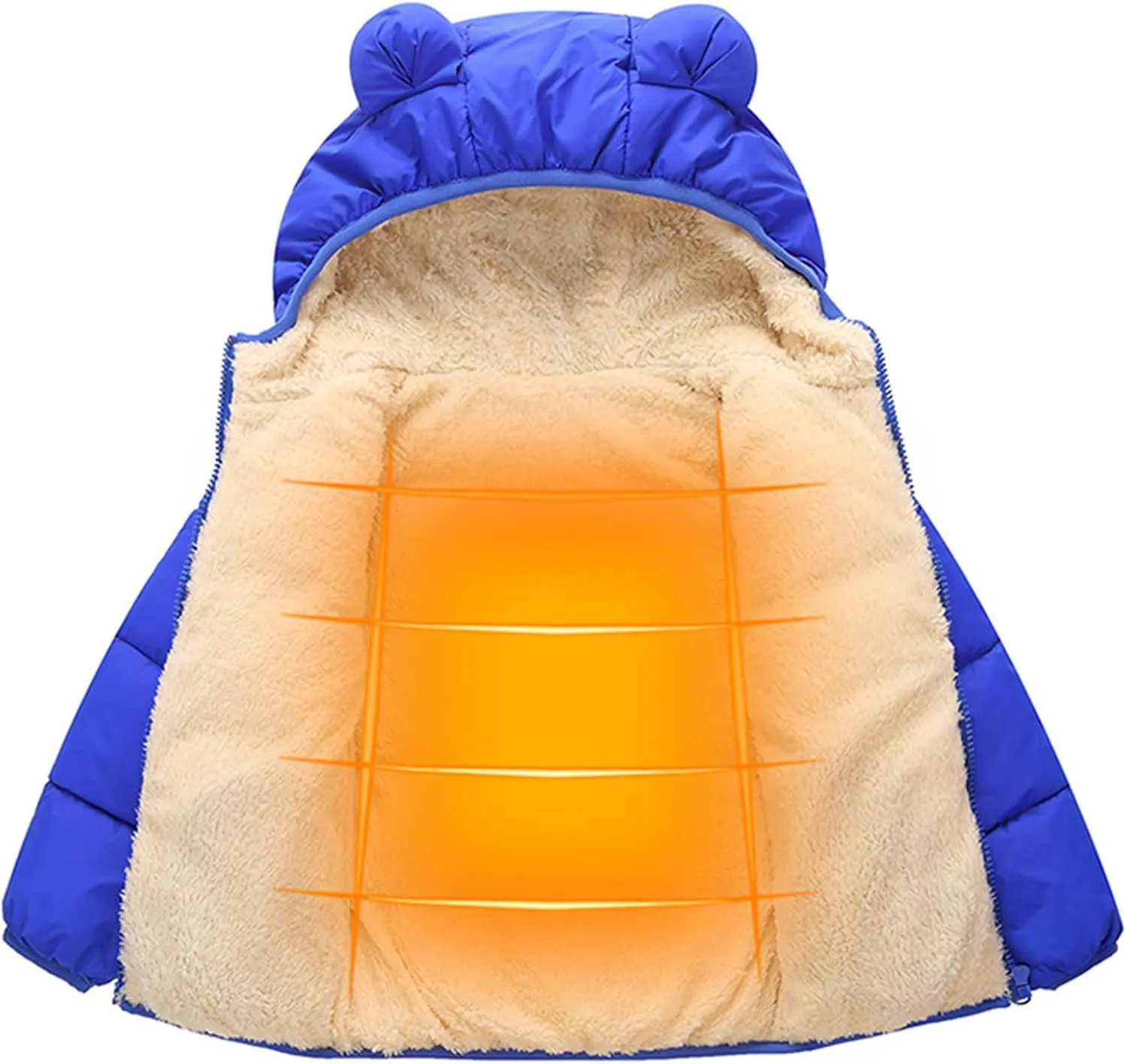 Padded Snowsuit Kids Bear Ears Jacket Boys Girls Infant Winter Clothes Parka for 6M-4T Toddler Coat Outerwear (Blue, 2-3 Years)