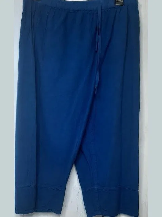 Pants-Royal Blue-Split Bottom Wide Leg Crop-Women's-S-1302