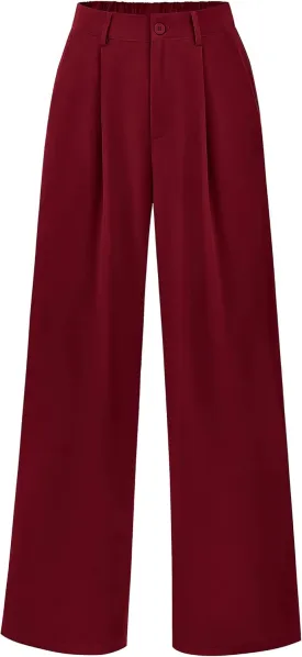 PRETTYGARDEN Palazzo Pants for Women Dressy High Elastic Waisted Business Casual Wide Leg Trousers Pant