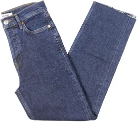 RE/DONE Womens 70's Stove Pipe High Rise Button-Fly Straight Leg Jeans Navy 28