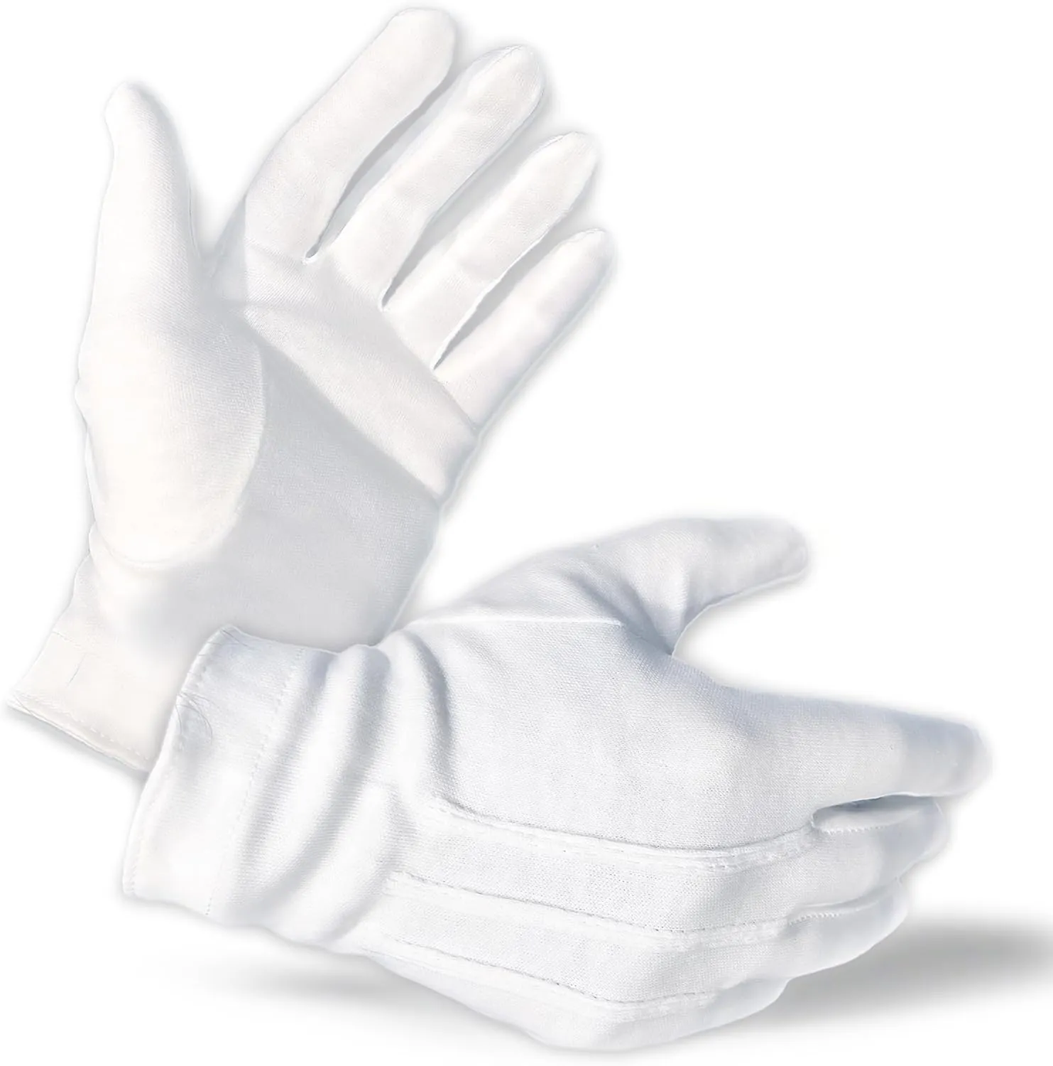 Size Large 100% Cotton White Marching Band Parade Formal Attire Costume Gloves For Men