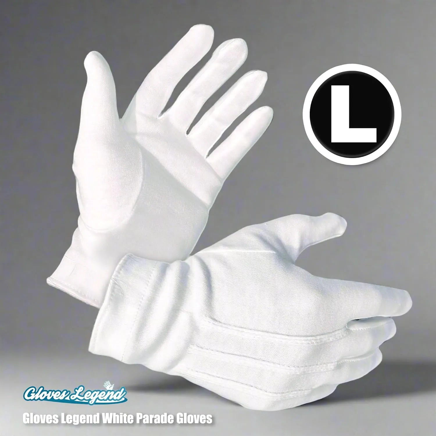 Size Large 100% Cotton White Marching Band Parade Formal Attire Costume Gloves For Men