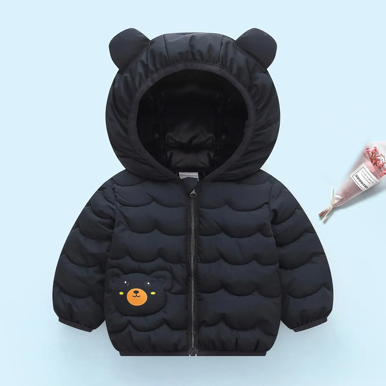 Toddler Baby Boys Girls Winter Coats Jacket Warm Clothes for 1-4 Years Old Kid Thick Ears Hoodie Velvet Snowsuit