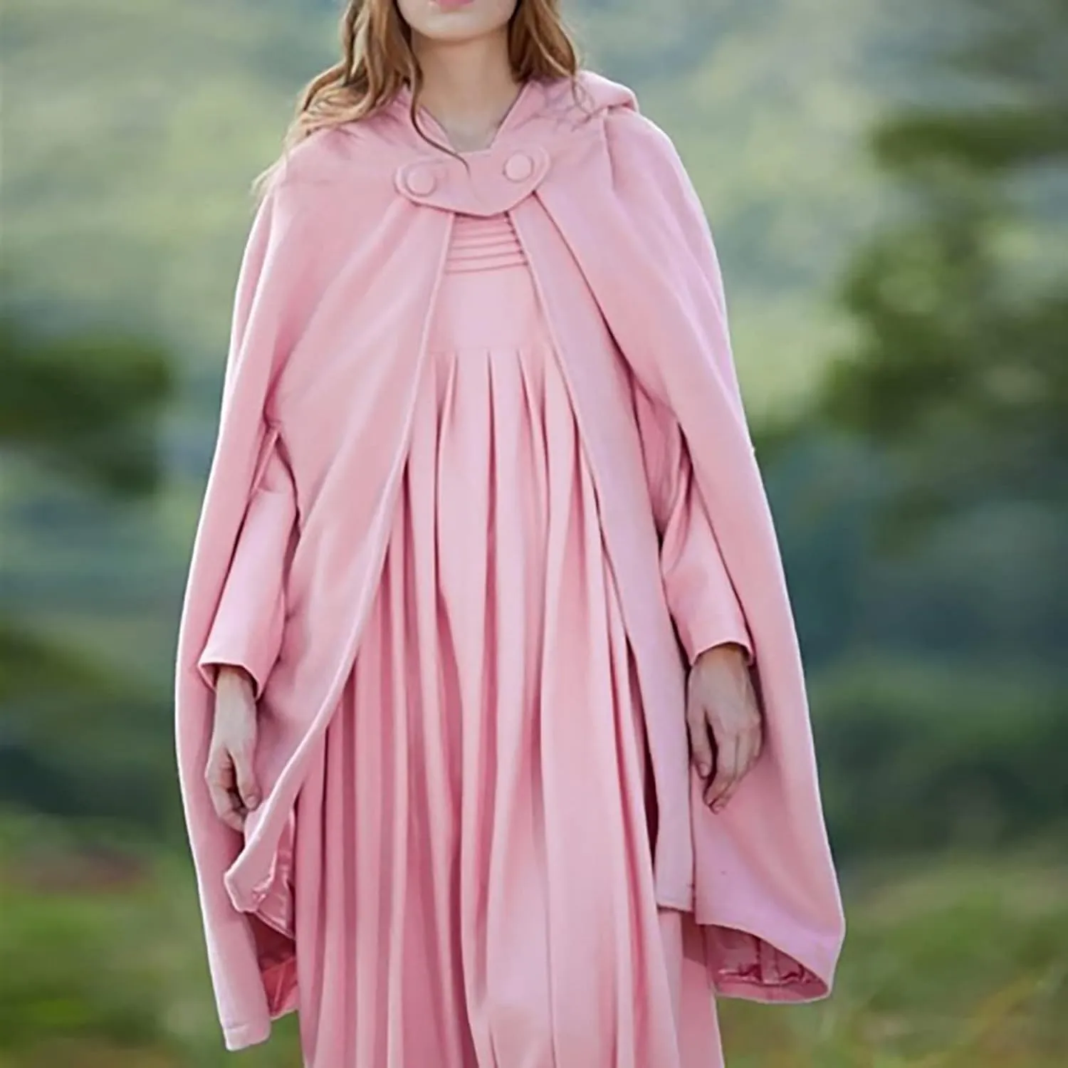 tuduoms Women's Vintage Trench Cape Wool Blend Hooded Coat Poncho Halloween Witch Cosplay Costumes Hooded Cape Short Cloak
