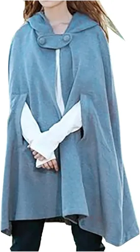 tuduoms Women's Vintage Trench Cape Wool Blend Hooded Coat Poncho Halloween Witch Cosplay Costumes Hooded Cape Short Cloak