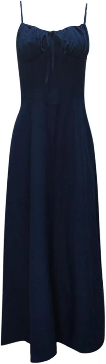 Women Y2k Bodycon Long Dress Spaghetti Strap Low Cut Dresses Casual Backless Trendy Flowy Maxi Dress Sexy Clubwear