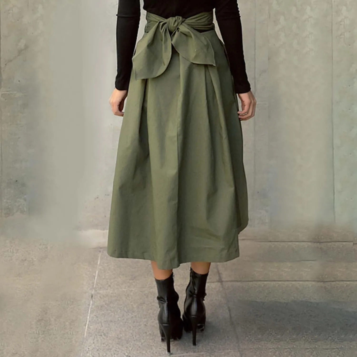 Women's A Line Umbrella Skirt Bow Skirt Large Skirt Slim Waist Skirt Wool Skirt Hangers with Clips