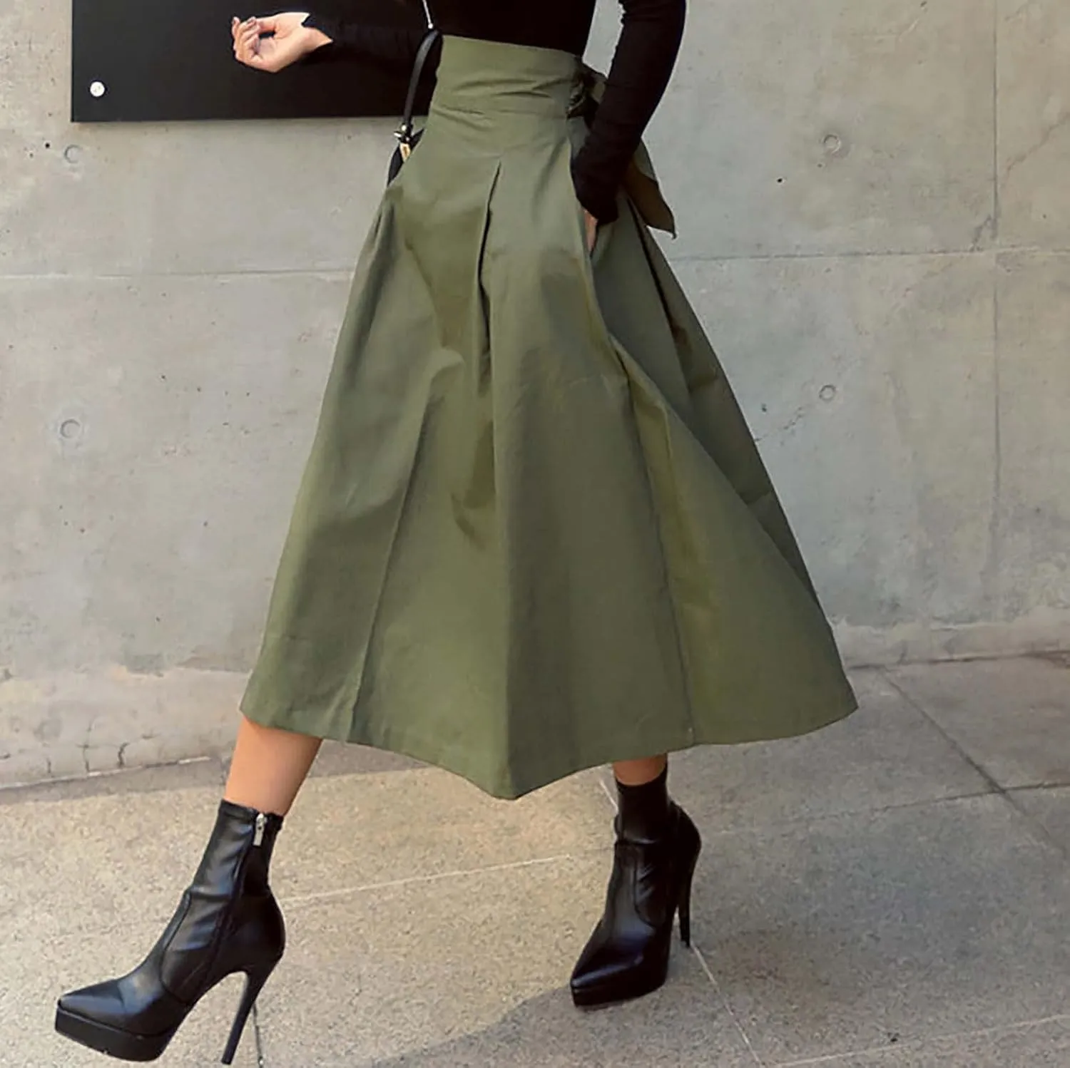 Women's A Line Umbrella Skirt Bow Skirt Large Skirt Slim Waist Skirt Wool Skirt Hangers with Clips