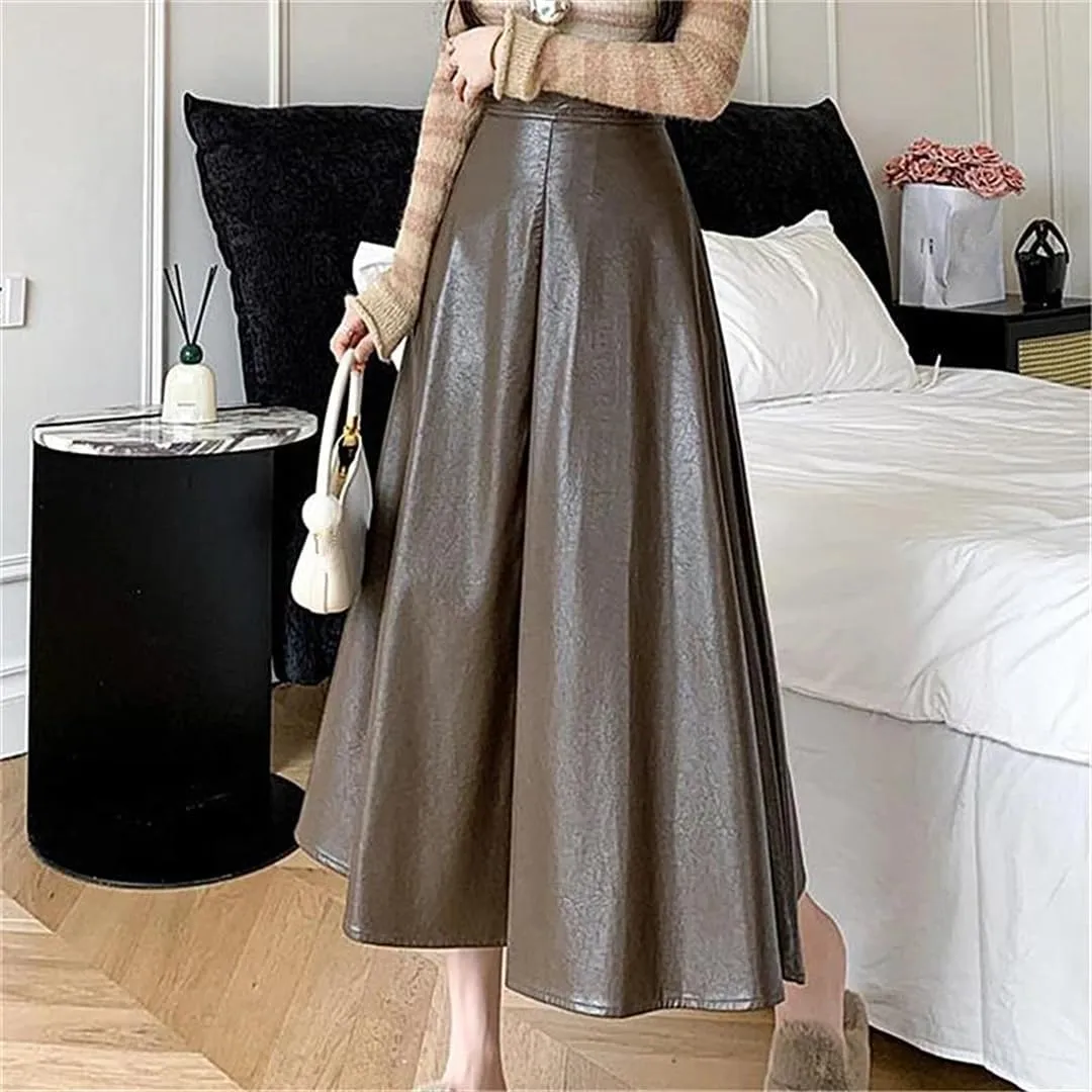 Women's A-Line Umbrella Skirts Elegant High Waist Solid Color Office Lady Casual Long Skirts