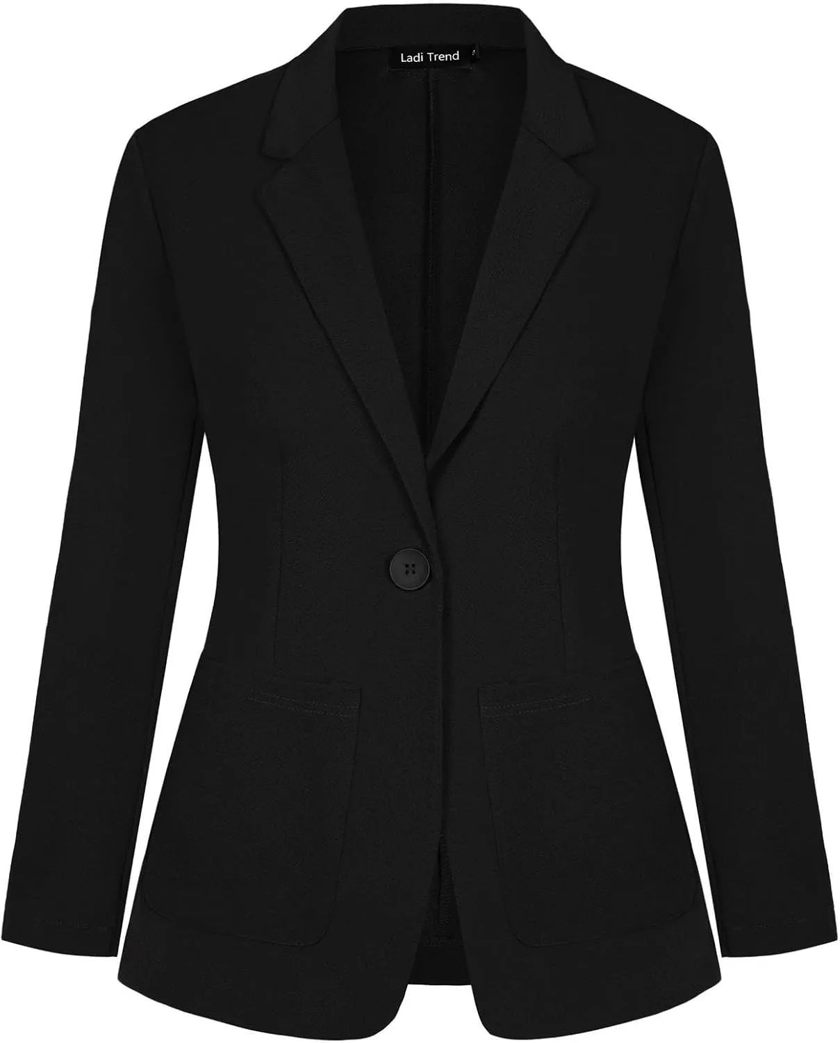Womens Blazer Jacket Suit Notched Lapel Button Blazers Long Sleeve Tailored Jacket Coat Workwear(Black 2XL)