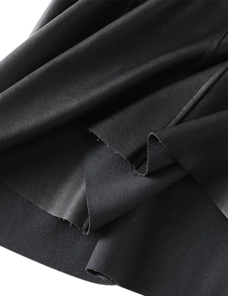 Women's Faux Leather Skirt Vintage High Wiast A Line Bodycon Midi PU Leather Skirt