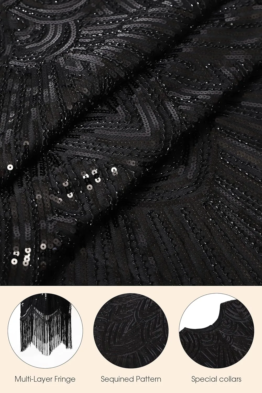 Women's Flapper Dresses 1920s Dresses for Women Great Gatsby Sequin Fringed Roaring 20s with 20s Accessories Set