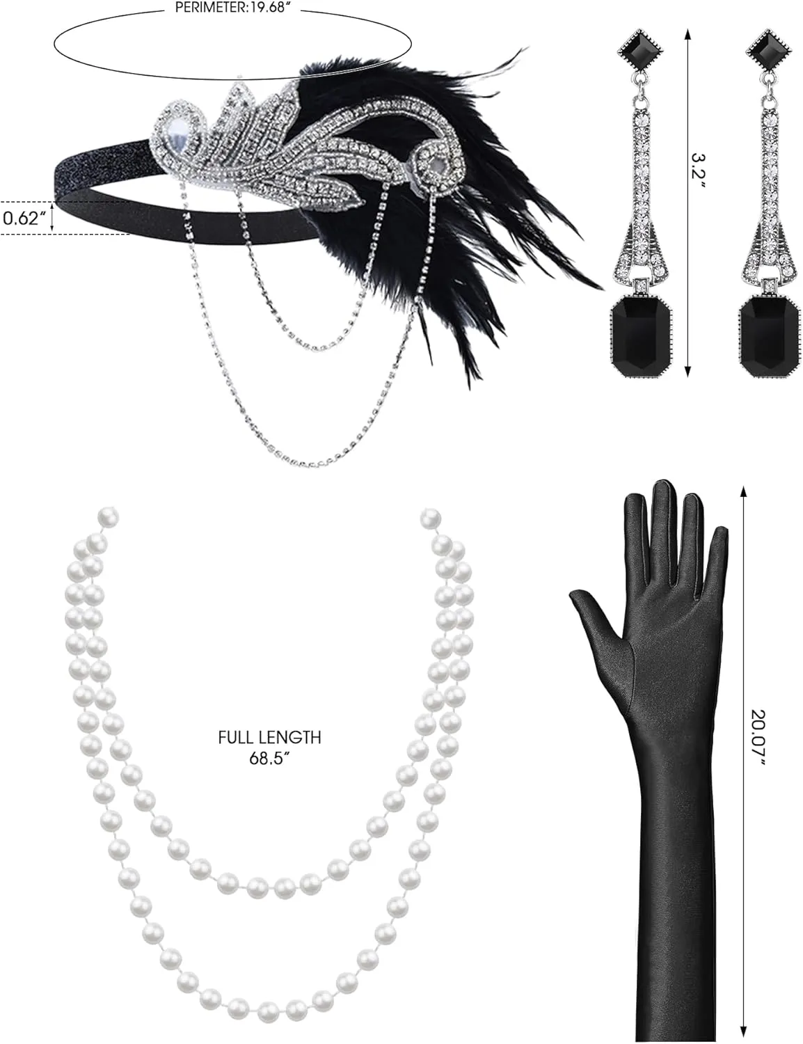 Women's Flapper Dresses 1920s Dresses for Women Great Gatsby Sequin Fringed Roaring 20s with 20s Accessories Set