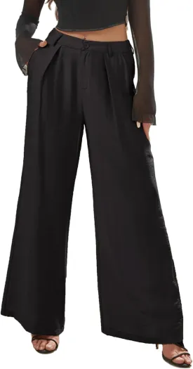 Women's High Waisted Wide Leg Work Pants Casual Button Down Business Trousers