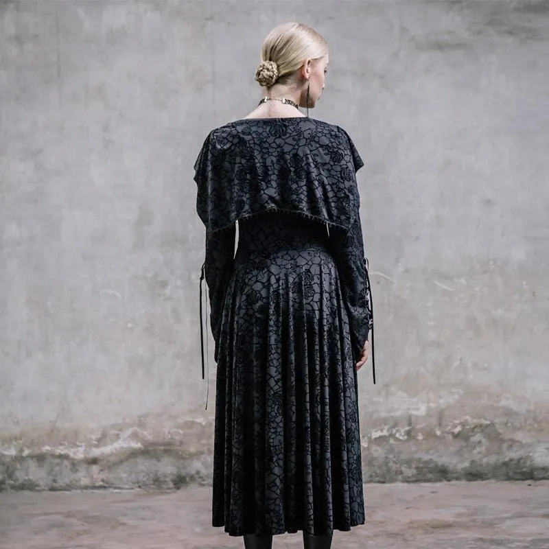 Women's Vintage Midi Dress with Bertha Collar